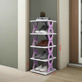 5-tier Vertical Shoe Rack Foldable, Corner Shelf for Narrow Space,Purple In Australia - Darrahopens