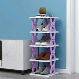 5-tier Vertical Shoe Rack Foldable, Corner Shelf for Narrow Space,Purple In Australia - Darrahopens