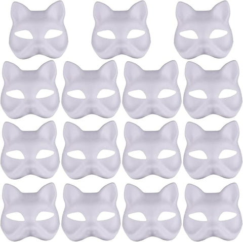 Darrahopens Occasions > Costumes > Costumes & Accessories White Fox Therian Mask DIY Paintable Blank, 15 pcs Cat Halloween Cosplay Masquerade Party