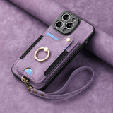 Darrahopens Electronics > Mobile Accessories > Phone Cases & Screen Protectors iPhone 13 Pro Leather Case Brown RFID Anti-Theft Swipe Loop Buckle with Card Holder and Leather Lanyard