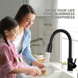 Darrahopens Furniture > Dining > Kitchen Sinks Black Kitchen Faucet, Stainless Steel Pull-Down Sprayer Sink Mixer Tap, 2 Spray Modes Kitchen Mixer Tap, High Spout And