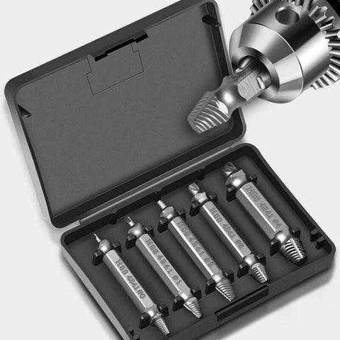 Darrahopens Tools > Other Tools > Drill & Screwdriver Accessories 5 pcs Professional Screw Extractor Set, DAmaged Screw Extractor, High Speed Steel, For Defective Screws, Bolts And