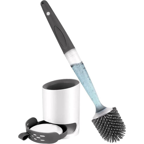 Darrahopens Home & Garden > Bathroom Accessories > Toilet Brushes & Holders Silicone Toilet Brush With Soap Dispenser, Wall Mounted/Standing No Drilling Cleaning Brush With Holder For Bathroom