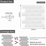 Darrahopens Home & Garden > Decor > Wallpaper 10 pcs White 3D Wall Tile Sticker Kitchen Bathroom (30.5X 30.5Cm)