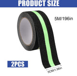 Anti-slip adhesive tape - 2 rolls - Safety tape - Stair tape - Anti-slip tape - For stepladders, ladders, and outdoor use - Glows in the dark - Black - 5 cm x 5 m