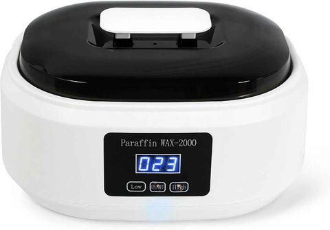 Paraffin wax warmer - Candle wax melting pot with handle and heat-insulating plate - Fast and adjustable heating - 2 speeds - Large 2000ml capacity and easy to use - For skin treatment (Wit)