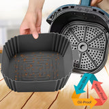 2-Pack Air Fryer Silicone Basket Non-Stick Reusable Easy to Clean, Gray, Compatible with Most Air Fryers