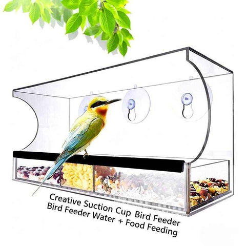 Automatic Transparent Bird Feeder (Acrylic) Size: 300*100*130mm Color: Transparent for Birds Balcony Mount (1pc)