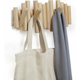 Darrahopens Furniture > Living Room > Coat Racks Wooden Wall Coat Rack with 5 Retractable Hooks, 37.1 x 16.5 x 4.4 cm