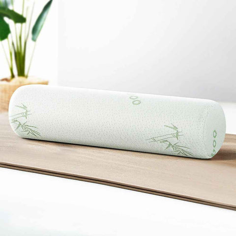 Memory Foam Neck Roll Pillow with Bamboo Cover, Cervical Support Bolster Cushion