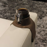 Couch Coaster Drink Holder for Sofa Armrest and Lounger, Spill-Resistant Cup Holder, Mocha Brown