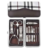 12-Piece Manicure Pedicure Kit, Professional Nail Clipper Grooming Set, White Plaid Case