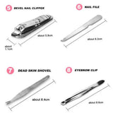 12-Piece Manicure Pedicure Kit, Professional Nail Clipper Grooming Set, White Plaid Case
