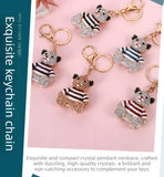 Rhinestone Crystal Bear Keychain, Sparkly Alloy Bag Charm and Cute Keyring, Black Stripe