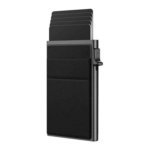 Ultra-Slim Pop-Up Card Holder Wallet with RFID Blocking, Black Wallet and Black Card Holder