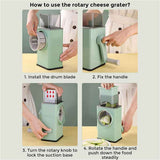 Manual Rotary Drum Grater, Vegetable Slicer, Chopper and Cheese Grater for Kitchen