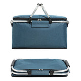 18L Insulated Picnic Basket with Aluminum Frame, Collapsible Cooler Bag, Yellow Plaid, 40 x 20 x 23 cm