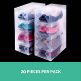 20 Pack Clear Shoe Storage Boxes, Foldable Stackable Organizer Cases