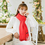 2 Pack Cashmere-Look Scarf Shawls with Fringe, Soft Warm Wraps, Light White
