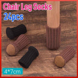 24 Pack Knitted Chair Leg Socks, Floor Protector Covers for Table and Furniture Feet, Brown