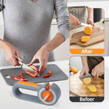 6-in-1 Rotary Knife Sharpener, Adjustable Multi-Function Sharpener for Kitchen Knives and Scissors, Gray