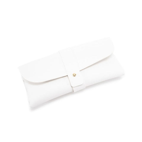 White PU Leather Eyeglass Case, Soft Protective Pouch for Sunglasses and Reading Glasses