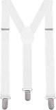 Men's Elastic Suspenders with Strong Clip-On Braces, Adjustable Slim Formal Style, White