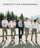 Men's Elastic Suspenders with Strong Clip-On Braces, Adjustable Slim Formal Style, White