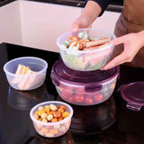 Round Plastic Food Storage Container Set, Microwave-Safe Bento Boxes with Airtight Lids, Purple