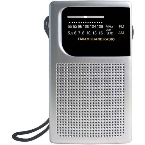 AM/FM Pocket Radio with Built-In Speaker and Earphone Socket