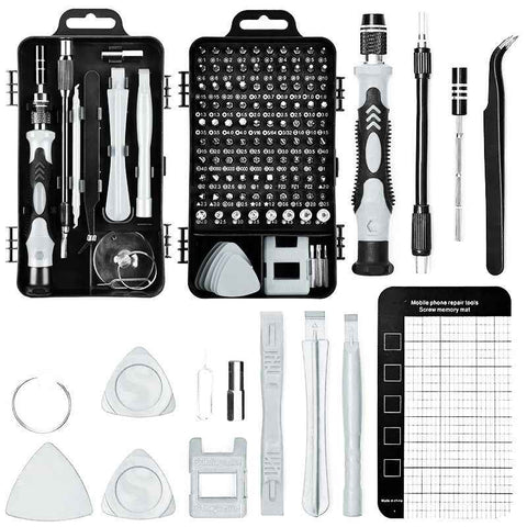 122-in-1 Precision Screwdriver Tool Kit for Electronics, Watches and DIY Repair, Gray