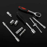 46-Piece 1/4 Inch Drive Socket Wrench Set, Chrome Vanadium Ratchet and Bit Kit, Black Case