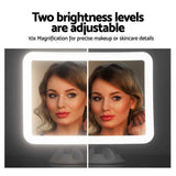 10X Magnifying Makeup Mirror with LED Light, Rotating Cordless Suction Cup Mirror