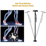Folding Walking Stick Cane with Adjustable Height and LED Light Support