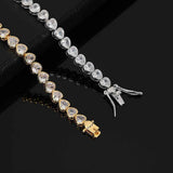 Heart Tennis Bracelet for Women with Micro-Paved Zirconia, 7 Inch Silver Bracelet
