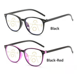 Progressive Multifocal Reading Glasses Blue Light Blocking Computer Glasses Black-Red Strength 3.5