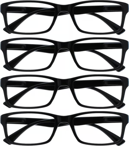 Black Reading Glasses 4-pack Value Designer Style Men Women(+4.00)