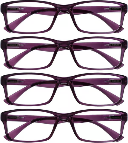 Purple Reading Glasses 4-pack Value Designer Style Men Women(+4.00)