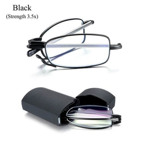 Foldable reading glasses,  compact  for men and women（Black 400）