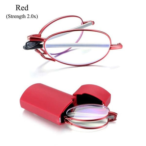 Foldable reading glasses,  compact  for men and women（Red 300）