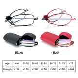 Foldable reading glasses,  compact  for men and women（Red 300）