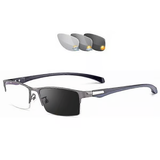 Photandromic Gunmetal Progressive Multifocal Non-prescription glasses (zero-power lenses) Anti-Blue
