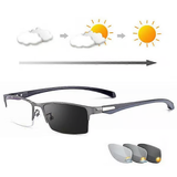 Photandromic Gunmetal Progressive Multifocal Reading Glasses Anti-Blue Magnifying Glass 3.00 pcsrength