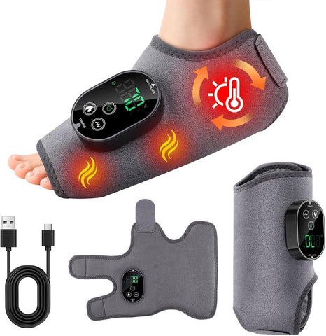Foot Massager with Heat and Vibration Cordless Rechargeable Compression Wrap Grey In Australia - Darrahopens