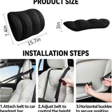 Car Lumbar Support Cushion Height Adjustable with Straps Black, 40 x 19 x 8 cm