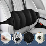 Car Lumbar Support Cushion Height Adjustable with Straps Black, 40 x 19 x 8 cm