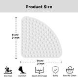 Corner Shower Mat Non Slip with Suction Cups White, 54 x 54 cm