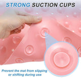 Corner Shower Mat Non Slip with Suction Cups Pink, 54 x 54 cm