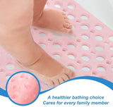 Corner Shower Mat Non Slip with Suction Cups Pink, 54 x 54 cm