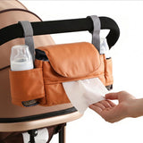 Universal Stroller Storage Bag with Cup Holder and Tissue Pocket Brown In Australia - Darrahopens